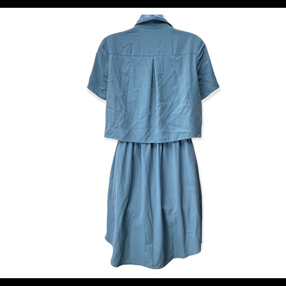 Cooper & Ella Esther Pocket Dress S Button Front Short Sleeve Popover Green - Picture 5 of 10